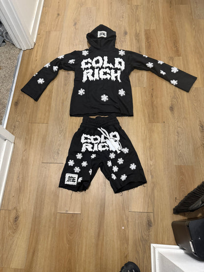 Black & White Kozy CR Hoodies & Shorts Set